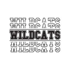 the wildcats logo is shown in black and white, with letters that spell wildcatss