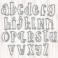 the letters and numbers are drawn in black ink on a white wooden background with some type of