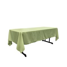 a table with a green cloth on it