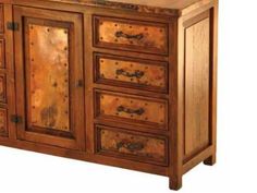 a wooden cabinet with many drawers and knobs