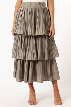 Rylan Maxi Skirt - Dusty Sage - Petal & Pup USA Dusty Sage, Young Women Fashion, Latest Skirts, Ruffle Design, Tier Skirt, Knit Fashion, Waist Band, S Models, Long Skirt