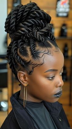 25 Big Twist Braids Hairstyles: A Tapestry of Creativity and Style Stuffed Twist Hairstyles Updo, Jumbo Braids Updo, Updo Braids For Black Hair High Bun, Up Do Braids For Black Hair, Updo Twist Hairstyles, Braided Up Do For Black Women, Updos For Long Hair Work, Twist Updo For Black Women, Upstyle Braids For Black Hair