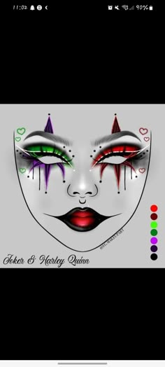 Fun Halloween Face Makeup, Hocus Pocus Makeup Looks, Goth Christmas Makeup, Extra Makeup Looks, Makeup Drawings, Monster High Makeup, Goth Eye Makeup, Clown Girl, Makeup Charts