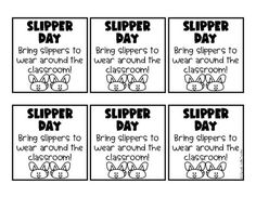 four different types of slipper day signs with the words slippers day on them