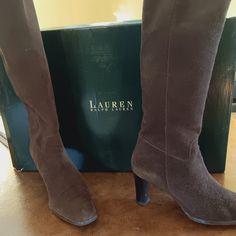 Ralph Lauren Brown Tall Gently Worn Suede Boots. Size 8b. Knee Length Boots, Lauren Brown, Ralph Lauren Shoes, Suede Boots, Brown Suede, Shoes Heels Boots, Shoes Women Heels, Heeled Boots, Style Me