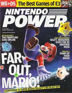 the front cover of nintendo power magazine with mario on it's back and an image of