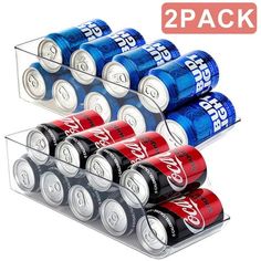 six cans of soda are stacked on top of each other