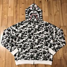 (eBay) Find many great new & used options and get the best deals for 2008 Kyoto city color camo shark full zip hoodie BAPE japan A Bathing Ape Size M at the best online prices at eBay! Free shipping for many products! Black Bape Hoodie, Twitter Famous, Hoodie Bape, Bape Shark Hoodie, Bape Jacket, Shark Jaw, Champion Clothing, Bape Shark, Scary Drawings