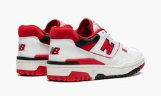 The New Balance 550 “White/Red/Black” is a retro-inspired colorway of the vintage basketball shoe that has been featured in popular collaborations with Aimé Leon Dore and Joe Freshgoods.  Since returning on the scene in 2020 after spending the years prior in the vault, the New Balance 550 has become one of the brand’s most desirable shoes.  The “White/Red/Black” features a white perforated upper with a red “N” branding on the sides.  Black leather detailing is found on the red neoprene collar. New Balance 550 Shoes, 70s Converse, New Balance 550 White, Yeezy 750, Sneaker New Balance, Nike X Travis Scott, Ugg Ultra Mini, Converse Run Star Hike, Converse Run Star