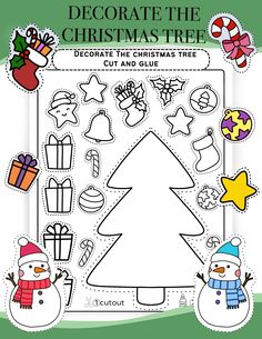 the christmas tree cut and glue activity for kids to make it look like they're ready