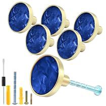 six blue knobs with screwdrivers and tools in front of them on a white background