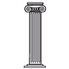 an ancient greek column or pillar, vintage line drawing or engraving illustration on white background