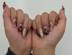 Fall Themed Nails Almond, Esthetician Nail Ideas, Acrylic Nails Almond Shape, Fall Nail Trends, Edgy Nails, Basic Nails, Simple Acrylic Nails, Classy Acrylic Nails, Almond Acrylic Nails