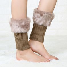 Features: Style: Fashion Occasion: Daily Material: Polyester/Fur Pattern: Knitted Type: Knitted Fur Boot Covers Season: Winter Fur Boot Covers, Knitted Boot Cuffs, Knit Boot Socks, Winter Accessories Fashion, Winter Shorts, Knit Boots, Women Legs, Girls Socks, Fur Boots