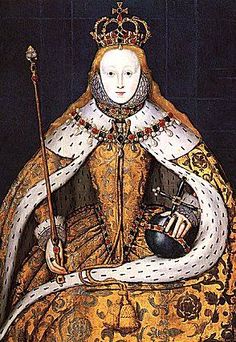 a painting of queen elizabeth i in gold and white