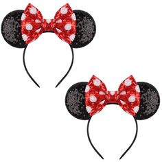 PRICES MAY VARY. 💖【Package Include】2 pcs popular elements Minnie Mouse Ears headband. You can share with your little princess, friends or family. ♔【 High-Quality Material】100% Handmade by elastic-plastic and sequin fabric, combined with 5" sequin bows and beautiful sequin mouse ears. 💖【One Size Fits Most!】 Sequin bow size is 5", and each headband is about 8 inches in length and 4 inches in width. Good elasticity makes women's headbands the right size, suitable for both Children and adults. (Ag Minnie Costume, Headbands For Girls, Minnie Ears Headband, Princess Decorations, Mouse Costume, Halloween Accessories Hair, Orange Bows, Mouse Ears Headband, Glitter Party