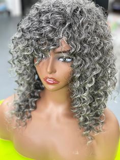 This is a 12 in full stretch cap wig in a color 44 soft wave. This is a human hair blend wig that can be shampooed and conditioned then air dried to maintain the curls. You can use mousse to handle frizz. See my YouTube channel for more details: tondasstyles Silver Gray Human Hair Wigs, Beach Wave Lace Front Wig, Tight Curl Perm, Blonde Ombre Bob, Sliver Gray Lace Wig, Stormy Grey Wig, Grey Curly Hair Wigs & Hair Extensions, Grey Hair Wig, Grey Curly Hair