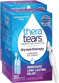 PRICES MAY VARY. TheraTears Dry Eye Therapy Lubricant Eye Drops, Preservative Free, provide immediate, long-lasting relief of dry eye symptoms Discover TheraTears eye drops, one-of-a-kind silky hydration for dry eyes TheraTears Dry Eye lubricating eye drops contain the 5 vital electrolytes found in natural tears TheraTears corrects the salt imbalance that can cause dry eye symptoms Preservative free for sensitive eyes; the single-use vials come in a foil pouch to ensure freshness Doctor recommen Eye Drops For Dry Eyes, Face Puffiness, Best Eye Drops, Eye Floaters, Dry Eye Symptoms, Shaving Supplies, Dry Eyes Relief, Blurry Vision, Dry Eye