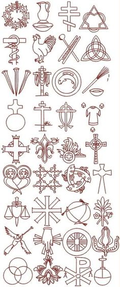 the cross and symbols are drawn in red ink