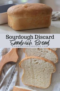 sourdough disecardd sandwich bread is cut into slices and ready to be eaten