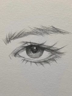 a drawing of an eye with long lashes