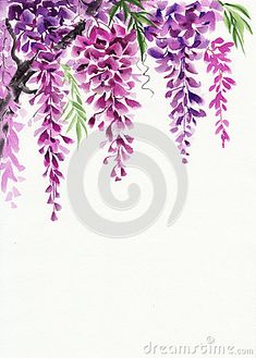 watercolor painting of purple flowers