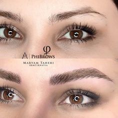 Nano Brows Before and After Pictures Gallery - PMUHub Cosmetic Tattoo Eyebrows, Brow Ideas, Eyebrow Before And After, Feather Brows, Braided Bun Hairstyles