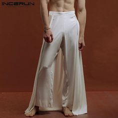 SPECIFICATIONS Brand Name: INCERUN Applicable Season: Four Seasons Origin: Mainland China CN: Guangdong Material: POLYESTER Applicable Scene: CASUAL Hign-concerned Chemical: None Pant Style: Wide leg pants Style: Casual Model Number: Men Solid Color Casual Pants Thickness: midweight Waist Type: MID Decoration: none Gender: MEN Item Type: full length Place Of Origin: China (mainland) Closure Type: Elastic Waist Fabric Type: Broadcloth Length: full length Front Style: Flat Fit Type: LOOSE Color: White,Black,Khaki Size: S,M,L,XL,2XL,3XL,4XL,5XL,Plus Size Size:S,M,L,XL,2XL,3XL,4XL,5XLFabric Material:100%PolyesterStyle:BasicsOccasion:LeisurePattern:Solid colorThickness:ModerationColour:White,Black,KhakiProduct Description:Men's solid color pants1 * Pants Please note:Thanks to your understanding Men’s Wide Leg Trouser, Wrap Pants Men, Mesh Trousers, Nice Pants, Casual Pants Style, Loose Trousers, Flowy Pants, Pants Style, Pant Style