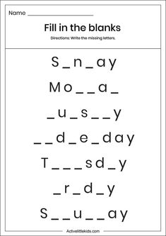 the fill in the blanks worksheet for students to practice their handwriting skills