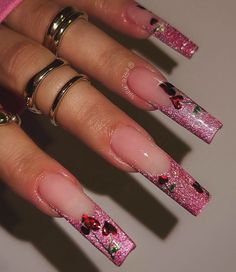 Sophisticated Nails, Acrylic Nails Nude, Evil Eye Nails, Cherry Nails, Baddie Nails, Edgy Nails, Almond Nails Designs, Long Square Acrylic Nails, Short Acrylic Nails Designs