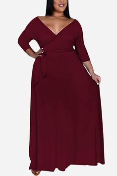 Discover the perfect blend of style and comfort with our Elegant Plus Size Dress with Belt . This gorgeous solid color dress features a swing skirt, deep V-neck, 3/4 sleeves, and a tie closure, making it perfect for those seeking a fashionable and comfortable option . The 95% polyester and 5% spandex fabric ensures a soft and comfortable wear for any occasion. Flattering design with a deep V-neck and tie closure Soft, comfortable fabric for ultimate wearability Versatile style suitable for vario Elegant Plus Size, Plus Size Belts, Solid Color Dress, Dress With Belt, Color Dress, Plus Size Dress, Versatile Style, Chic Dress, Belted Dress