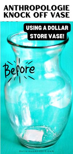 a glass vase with the words before and after