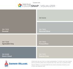 the color scheme for sherwin - williams's colorsnap visualizer, which includes