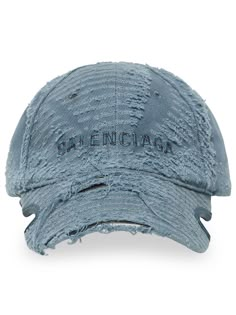 washed blue cotton cut-out detailing distressed finish embroidered logo to the front curved peak adjustable strap to the rear pull-on style Conscious: We've partnered with Good On You – an ethical agency that rates how sustainably brands perform. This item comes from a brand that performs well in relation to their impact on the planet. Pull Balenciaga, Distressed Cap, Designer Caps, Cool Outfits For Men, Blue Hat, Famous Women, Blue Shirt, Hat Designs, Fitness Inspo