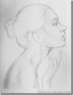 a pencil drawing of a woman's profile