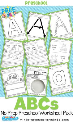 no prep preschool worksheet pack for pre - k students with free printables