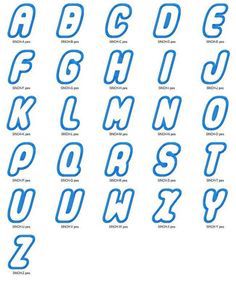 the letters and numbers are outlined in blue