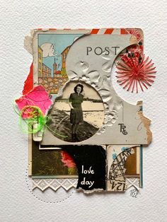 Collagen 2022 - Petra Heidrich Kunstjournal Inspiration, Embroidered Photo, Mixed Media Illustration, Collage Board, Collage Scrapbook, Paper Collage Art, Mixed Media Tutorials, Upcycled Art