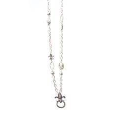 Fleur De Lis ID Holder Silver Id Holder, Cable Chain, Lobster Clasp, Silver Necklace, Charms, Cable, Chain, Silver