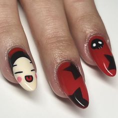 pt 2 of domo x pucca set Space Goddess, Draw Manga, Punk Nails, Anime Nails, Aesthetic Nails, Goth Nails, Her Nails, Pretty Gel Nails