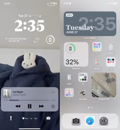 an iphone screen with the time and date displayed on it's side by side