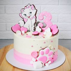 Marie Cat Birthday Party Cake, Marie The Cat Cake, Marie Cat Birthday Cake, Cat Marie Cake, Marie Aristocats Cake, Marie Cat Birthday Party, Cake Cat