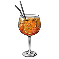 an orange drink in a glass with two straws on the rim and garnishes