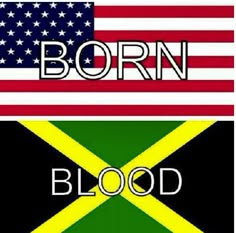 two flags with the words born and blood on them