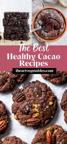 the best healthy cacao cookies with pecans on top and in the middle