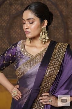 1.Fabric: Georgette 2.Work: Handembroidered Nakkashi jaal border and bootas over the body. The motifs and borders are embroidered using fine golden coloured cutdana,sequins,resham, dabka pearls and kasab. 3.Colour: Shades of purple 4.Length: 5.5 metre Width: 44 inches approx 5.Blouse piece: Unstitched Colour: Shades of purple Fabric: Georgette Length: 1 metre Work: Same work as on the saree along the neckline,and sleeves. 6.Care: DRY WASH ONLY. NEVER WASH EMBROIDERED FABRICS. 7.Despatch Time: 15 Colour Shades, Purple Fabric, Golden Color, Shades Of Purple, Blouse Piece, Borders, Amethyst, Saree, Purple