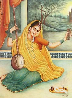 Mira Bai, Meera Krishna, Meera Bai, Rajasthani Painting, Rajasthani Art, India Painting, Miniature Paintings, Sanatan Dharma, Women Painting