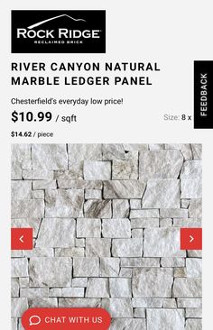 an advertisement for the river canyon natural marble ledge panel