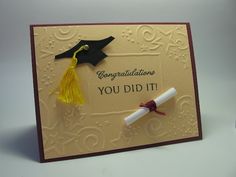 congratulations card with a graduation cap and tassel on the end, which reads congratulations you did it