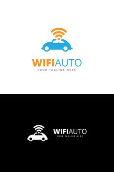 the logo for wifiauto is designed to look like a car with an antenna on